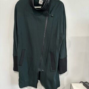 CAbi Forest Green Jacket Renaissance long coat with Black Accents
